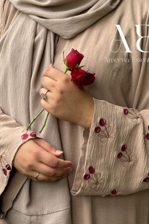 🍒Cherry Bloom Abaya in Cappuccino 🎀